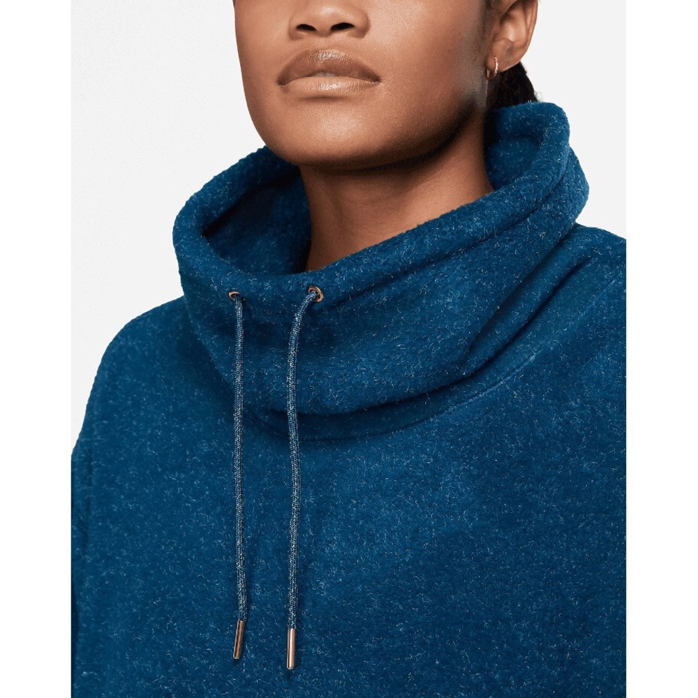 NIKE Fleece Cozy Funnel Cowl Neck Sweatshirt Blue Oversized Pocket Sweater XS - Picture 5 of 16